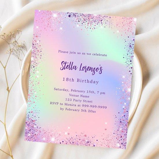 Pink purple holographic budget birthday