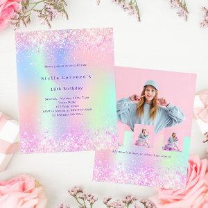 Pink purple holographic photo birthday
