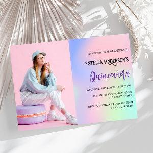 Pink purple holographic photo Quinceanera