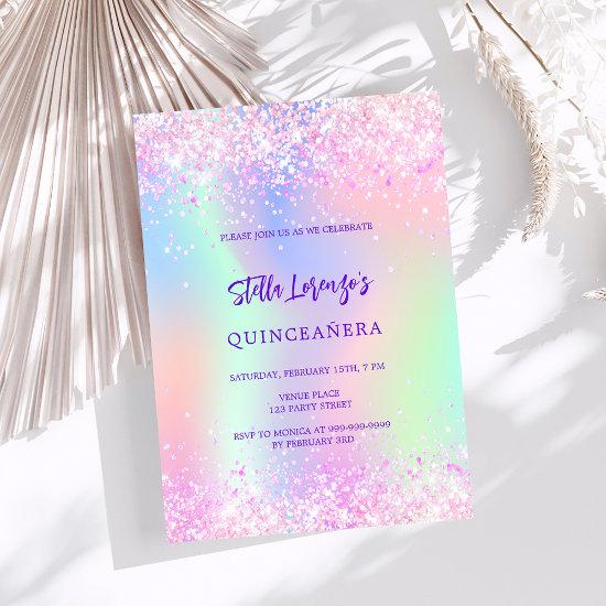 Pink purple holographic Quinceanera