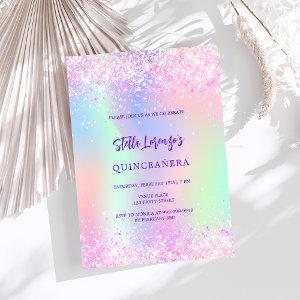 Pink purple holographic Quinceanera