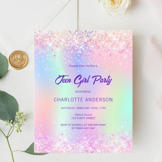 Pink purple holographic teen girl budget birthday