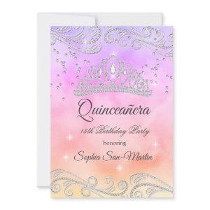 Pink Purple peach Silver Quinceanera 15th Birthday