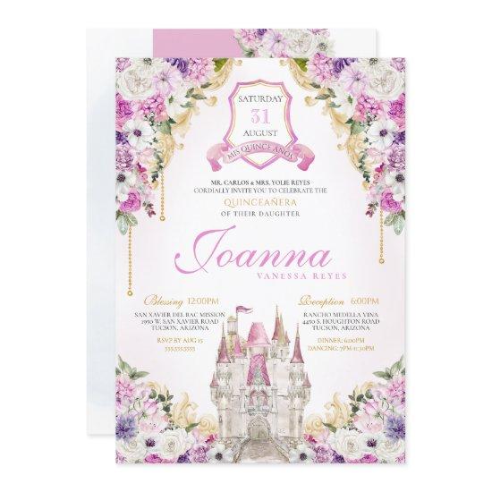 Pink Purple Princess Castle Royal Quinceanera