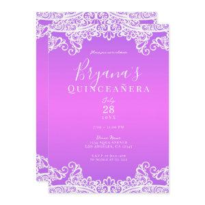 Pink Purple White Lace Elegant Quinceañera Party