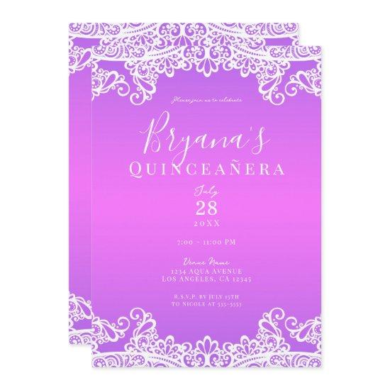 Pink Purple White Lace Elegant Quinceañera Party