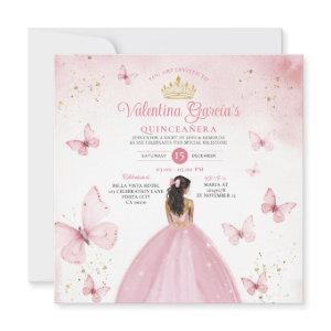 Pink Quinceañera 15 Anos Flowers Gold Glitter Invi