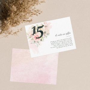 Pink Quinceanera 15th Birthday Note on Gifts Enclosure Card