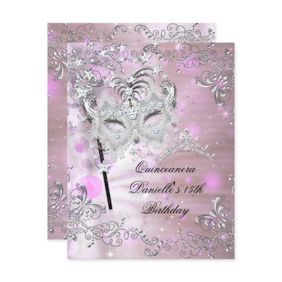 Pink Quinceanera 15th Birthday Tiara Masquerade