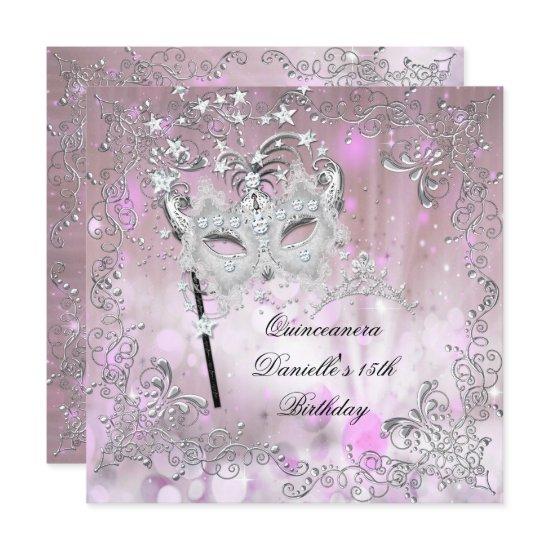 Pink Quinceanera 15th Birthday Tiara Masquerade