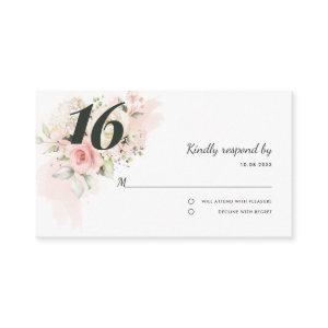 Pink Quinceanera 16th Birthday Floral Enclosure Card