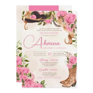 Pink Quinceañera Charro Western Rose Floral