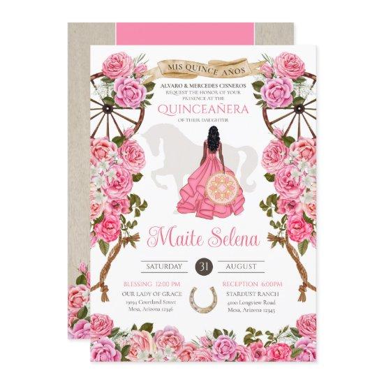 Pink Quinceanera Elegant Rose Western Charra