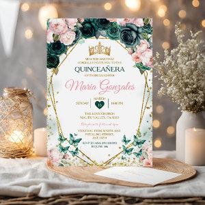 Pink Quinceañera Emerald Green Mexican Butterfly