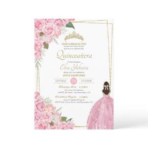 Pink Quinceanera Floral Rose Quince Elegant Gown I