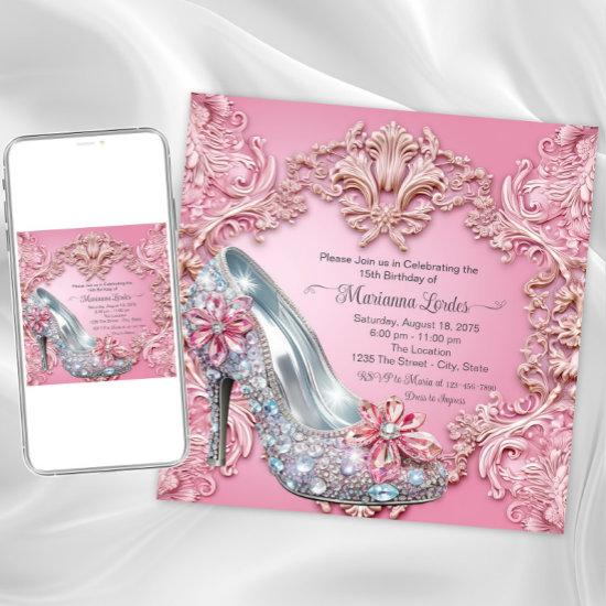 Pink Quinceañera High Heel Shoe