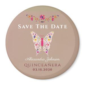Pink Quinceañera Save The Date Magnet