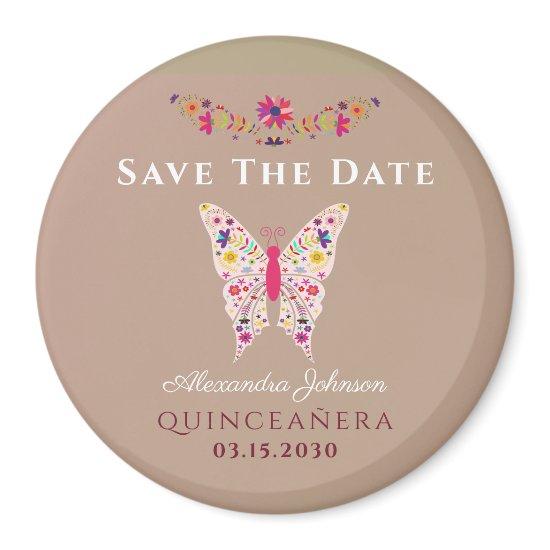 Pink Quinceañera Save The Date Magnet