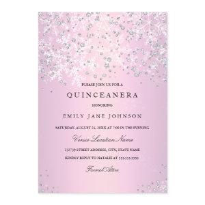 Pink Quinceanera Winter Wonderland Snowflakes