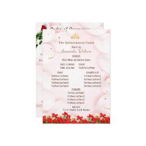 Pink Red Quinceanera Celebration Editable Program