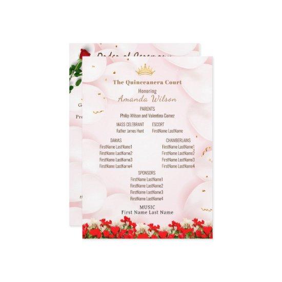 Pink Red Quinceanera Celebration Editable Program