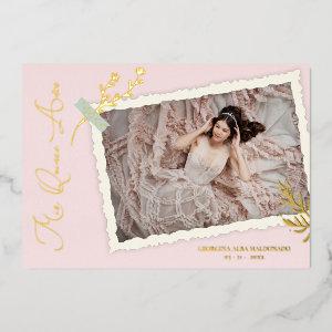 Pink Romantic Vintage Photo Album Scrapbook XV Foil