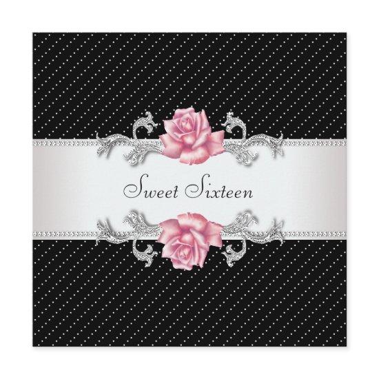 Pink Rose Black Sweet16 Birthday Party