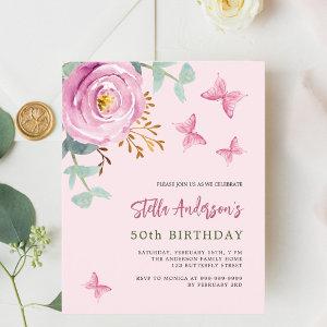 Pink rose butterfly budget birthday