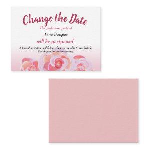 Pink Rose Change-the-Date Advice Card