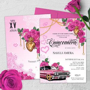 Pink Rose Corazon de Milagros Lowrider Quinceanera