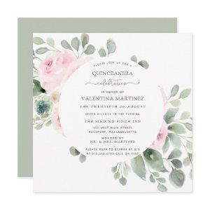Pink Rose Floral Botanical Eucalyptus