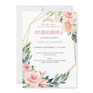 Pink Rose Floral Quinceanera Blush Butterfly Tiar