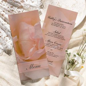 Pink Rose Floral Quinceañera Menu