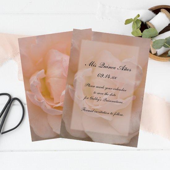 Pink Rose Floral Quinceañera Save the Date