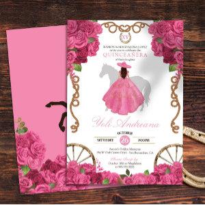 Pink Rose Floral Western Charra Quinceañera
