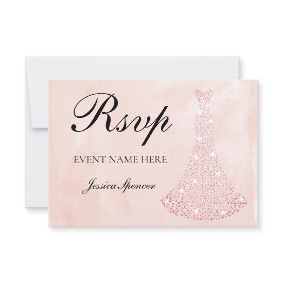 Pink Rose Gold Dress all Birthday / Bridal RSVP