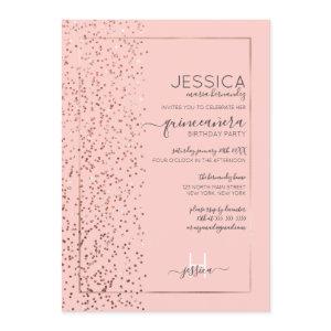 Pink Rose Gold Glitter Confetti Side Quinceañera