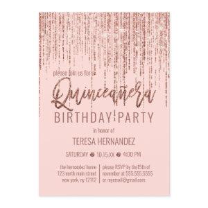 Pink Rose Gold Glitter Fringe Curtain Quinceañera