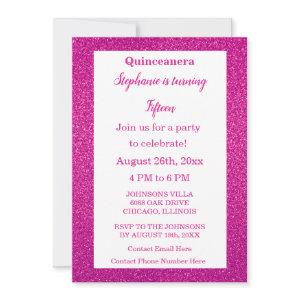 Pink Rose Gold Glitter Quinceanera 15th Birthday