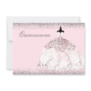 Pink Rose Gold Glitter Quinceanera Party Invite