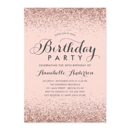 Pink Rose Gold Glitter Sparkle Any Age Birthday