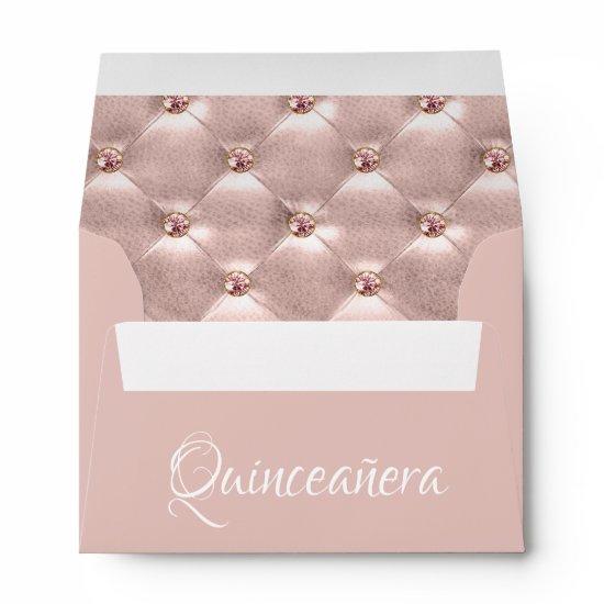 Pink Rose Gold Paris Quinceañera Celebration Envelope