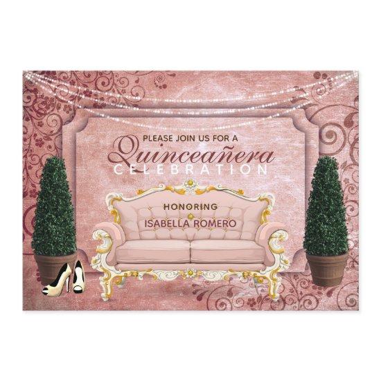 Pink Rose Gold Topiary Garden Quinceañera