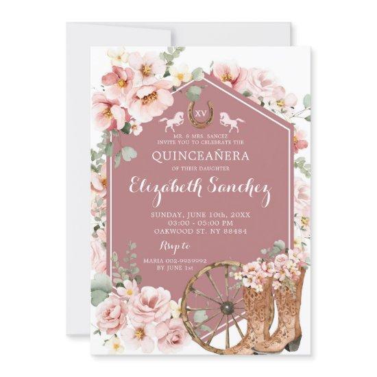 Pink Rose Gold Western Charra Quinceañera