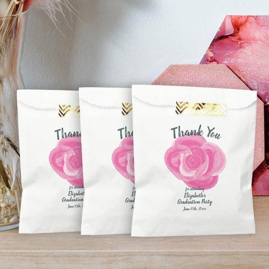 Pink Rose Graduation Party Favor Bag