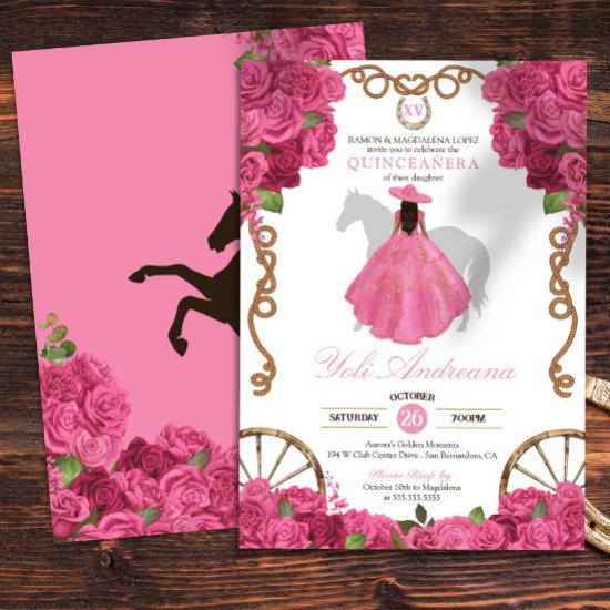 Pink Rose Western Charro Quinceanera