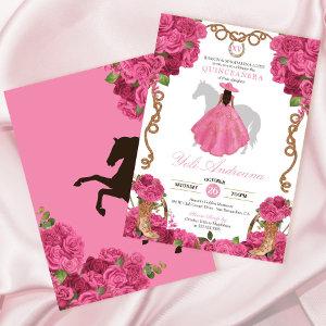 Pink Rose Western Charro Vestidos Quinceañera