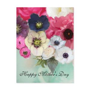 PINK ROSES AND ANEMONE FLOWERS MOTHER'S DAY POSTCARD