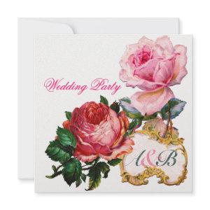 PINK ROSES AND CUPID LACE HEART  WEDDING  MONOGRAM