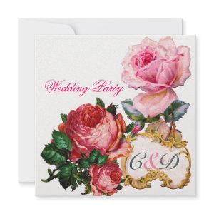PINK ROSES AND CUPID LACE HEART  WEDDING  MONOGRAM
